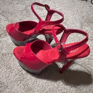 Pleaser Red Patent Strappy Platform Heels